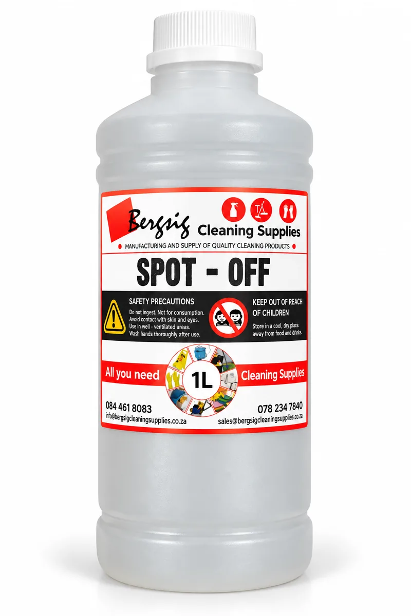 Bergsig Spot-Off in a 1 litre bottle with the Bergsig Cleaning Supplies label