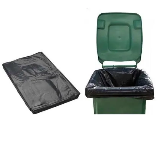 Wheely Bin Bags 10's — black bin bag shown folded and fitted in a wheely bin
