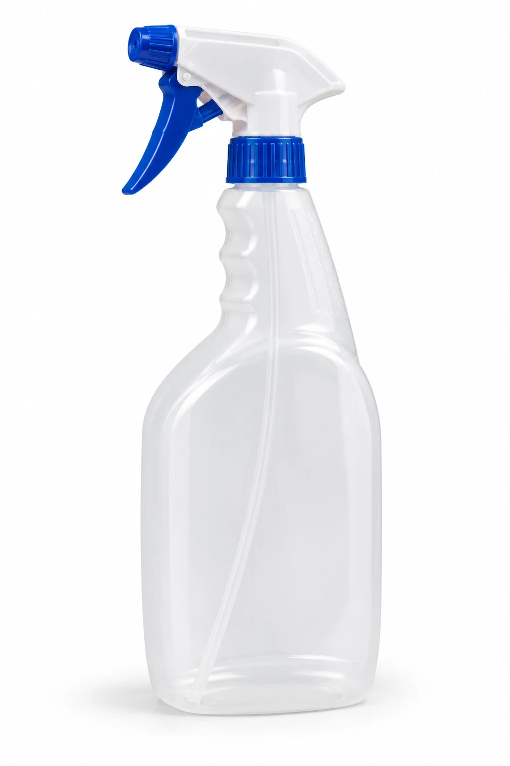 Spray Bottle 1L, a clear spray bottle with white and blue trigger