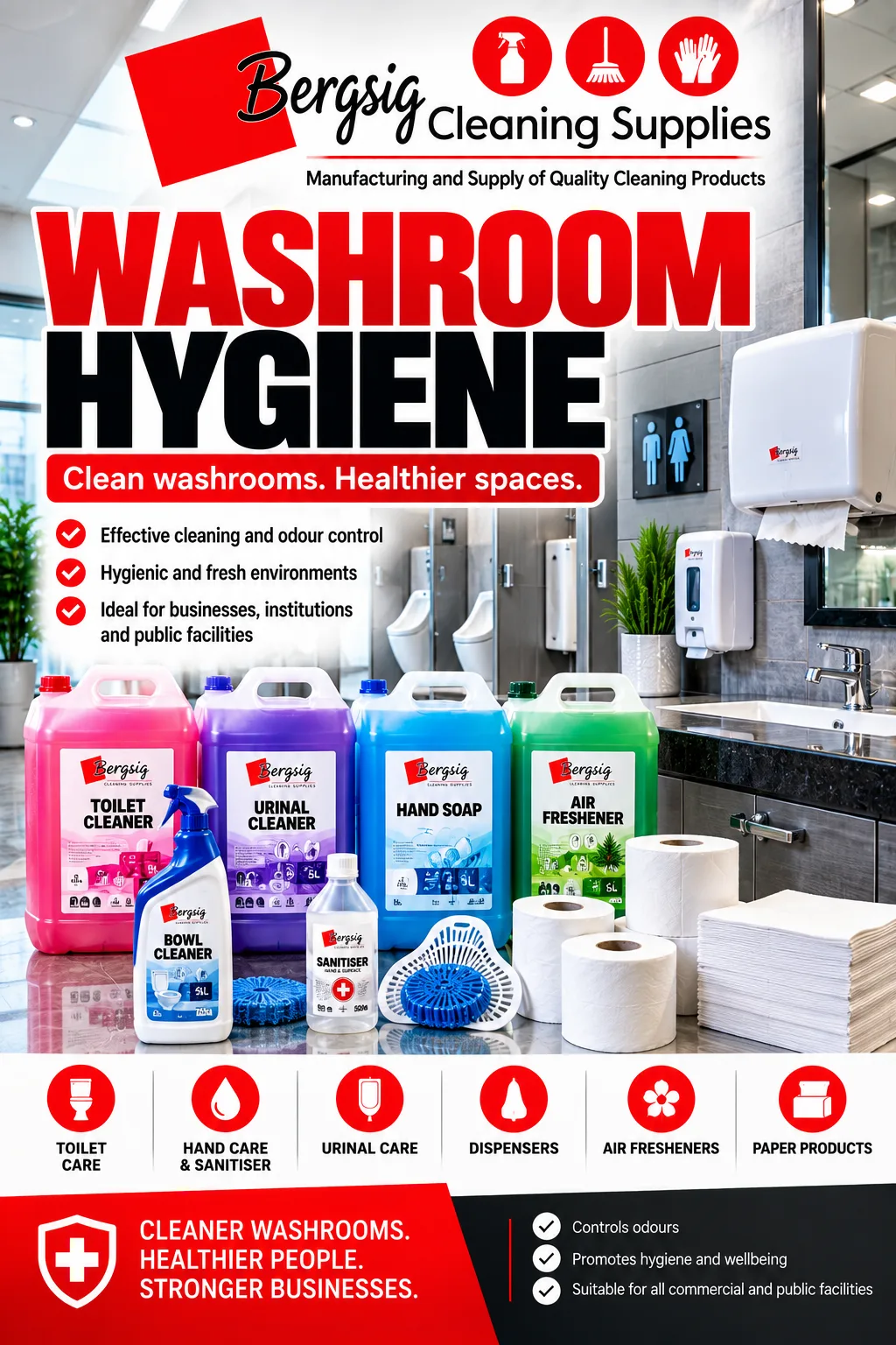 Bergsig Washroom Hygiene promotional graphic