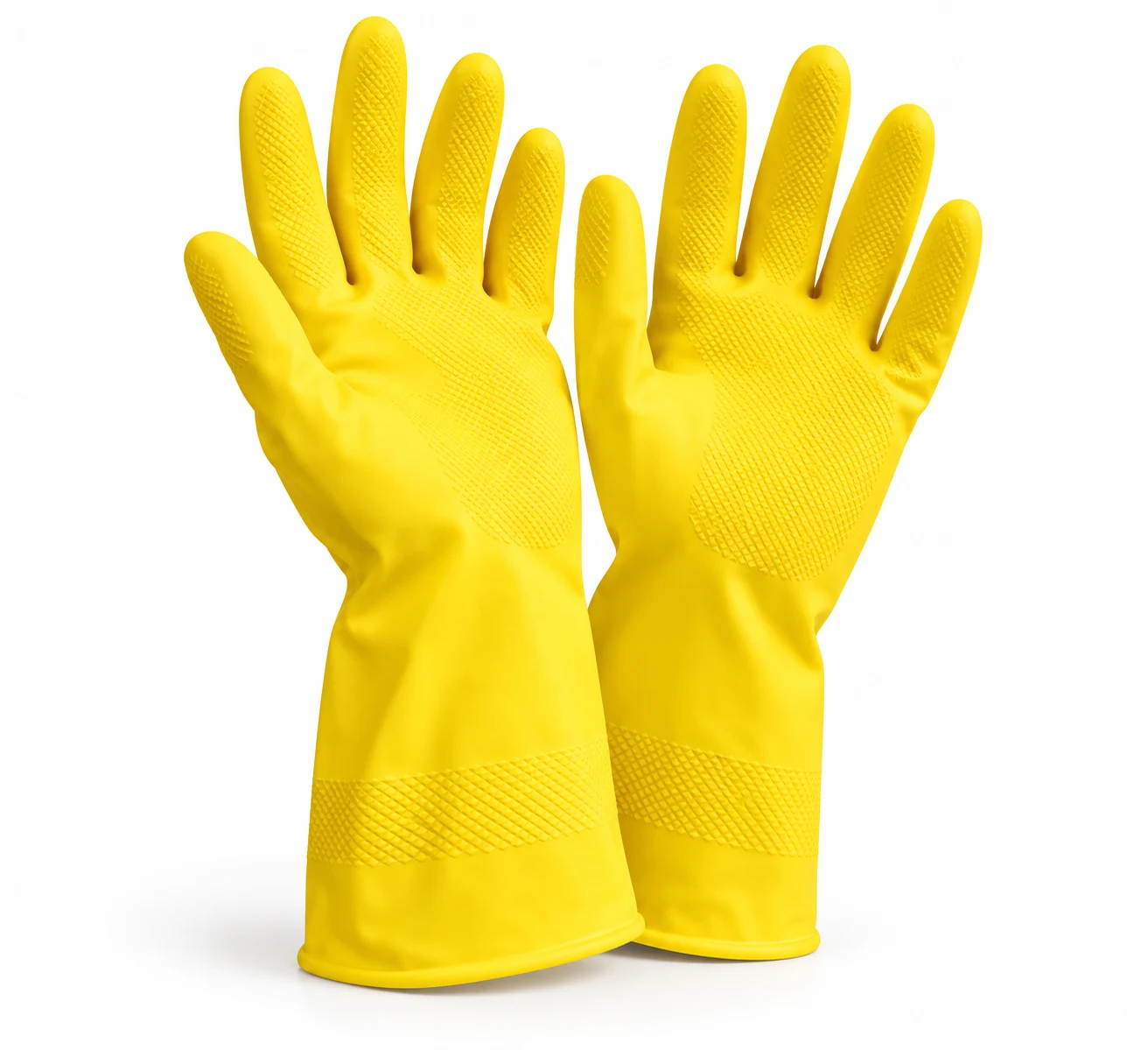 Yellow Household Gloves, a pair of yellow rubber gloves