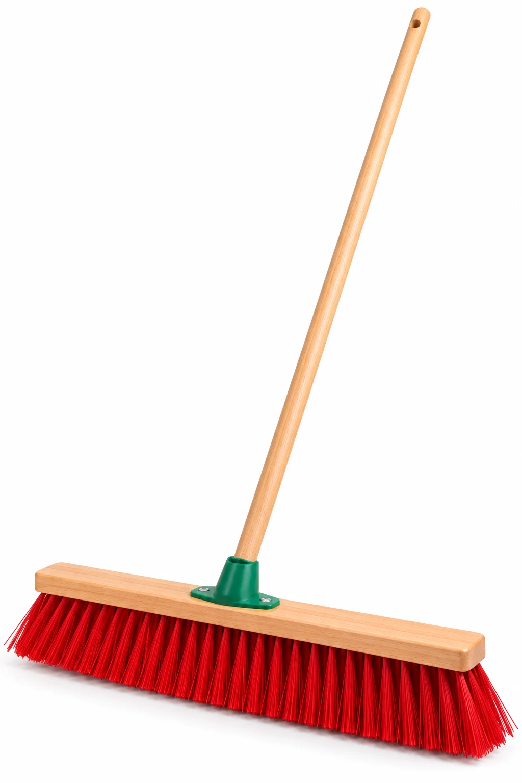 600mm Outside Broom Hard with wooden head, red bristles and wooden handle