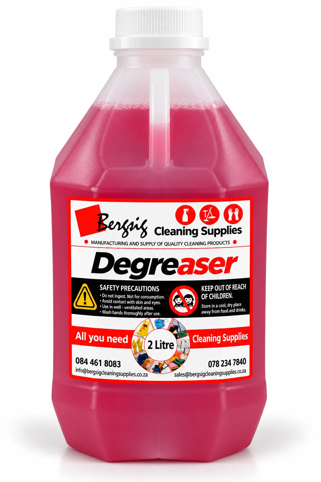 Bergsig Degreaser in a 2 litre bottle with the Bergsig Cleaning Supplies label